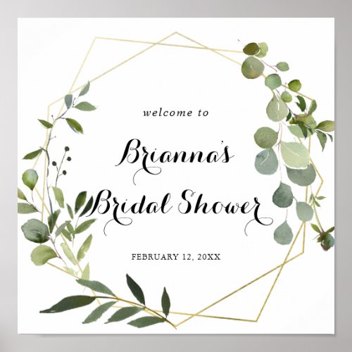 Geometric Gold Tropical Bridal Shower Welcome Poster