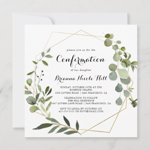 Geometric Gold Tropical Calligraphy Confirmation Invitation
