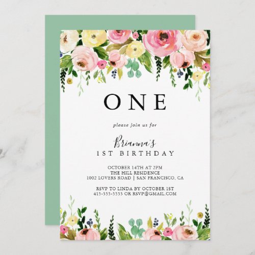 Geometric Gold Tropical Fall  First Birthday Party Invitation