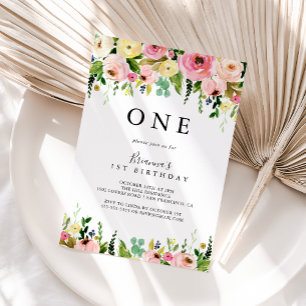 Geometric Gold Tropical Fall First Birthday Party Invitation