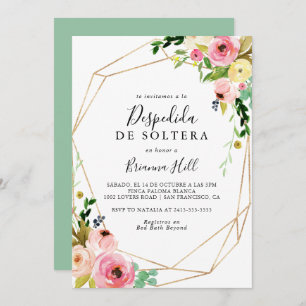 Geometric Gold Tropical Fall Spanish Bridal Shower Invitation