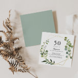 Geometric Gold Tropical Green 50th Birthday Party Invitation<br><div class="desc">This geometric gold tropical green 50th birthday party invitation is perfect for a simple birthday party. The design features hand-painted beautiful green leaves,  adorning a gold geometric frame.</div>