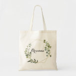 Geometric Gold Tropical Green Bridesmaid Tote Bag<br><div class="desc">This geometric gold tropical green bridesmaid tote bag is the perfect wedding gift to present your bridesmaids and maid of honor for a simple wedding. The design features hand-painted beautiful green leaves,  adorning a gold geometric frame.</div>