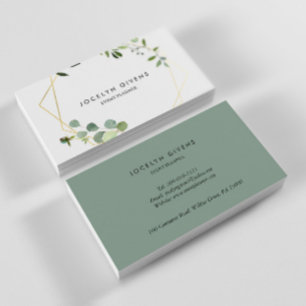 Geometric Gold Tropical Green Business Card
