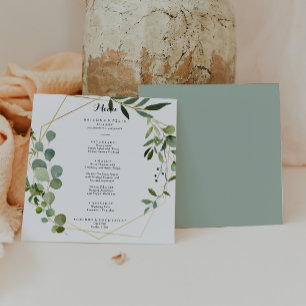 Geometric Gold Tropical Green Calligraphy Dinner Menu