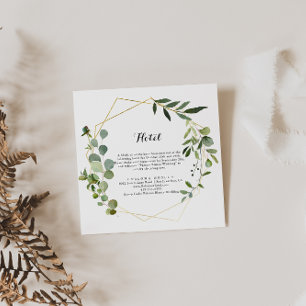 Geometric Gold Tropical Green Calligraphy Hotel Enclosure Card