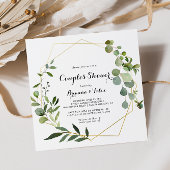 Geometric Gold Tropical Green Couples Shower Invitation
