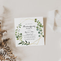 Geometric Gold Tropical Green Housewarming Party