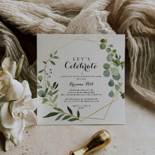 Geometric Gold Tropical Let's Celebrate Party Invitation