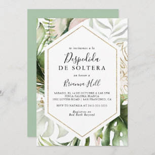 Geometric Gold Tropical Spanish Bridal Shower Invitation