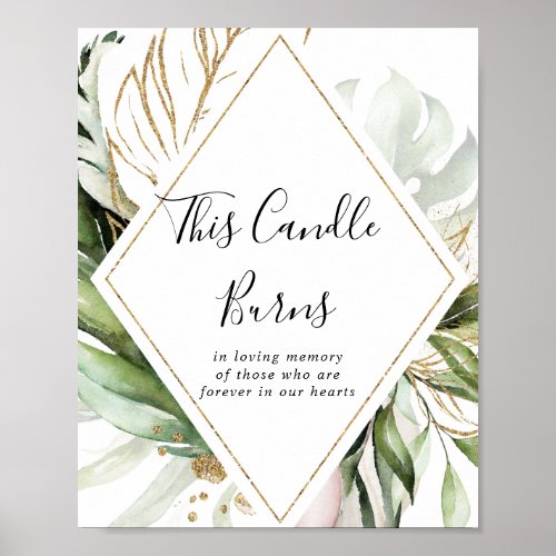 Geometric Gold Tropical This Candle Burns Sign