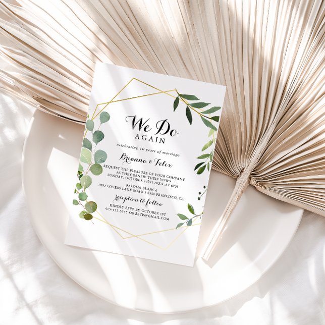 Geometric Gold Tropical We Do Again Vow Renewal Invitation (Creator Uploaded)