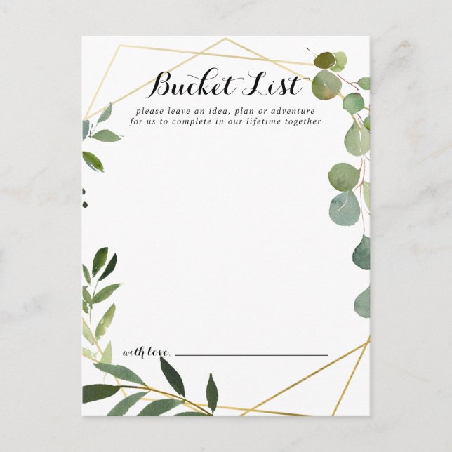 Geometric Gold Tropical Wedding Bucket List Cards (Front)