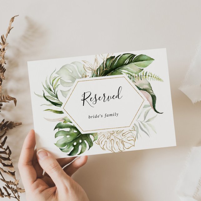 Geometric Gold Tropical Wedding Reserved Sign (Creator Uploaded)