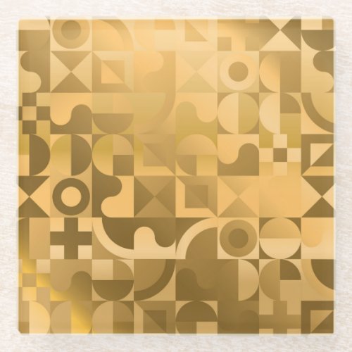 Geometric gold vintage seamless pattern glass coaster
