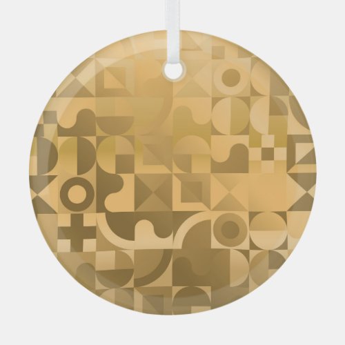 Geometric gold vintage seamless pattern glass ornament