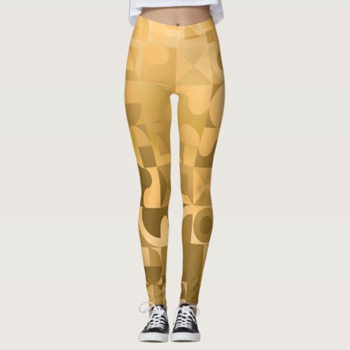 Geometric gold vintage seamless pattern leggings