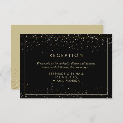 Geometric Gold Wedding Reception Enclosure Card