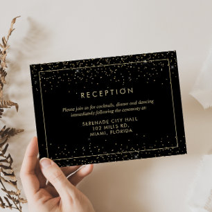 Geometric Gold Wedding Reception Enclosure Card