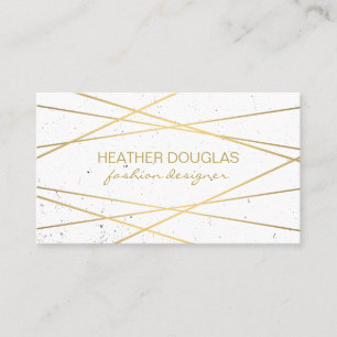 Geometric Gold White Foil Shine / Speckled Business Card