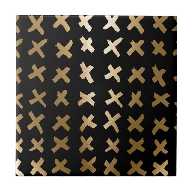 Geometric Golden Abstract Ceramic Tile (Front)