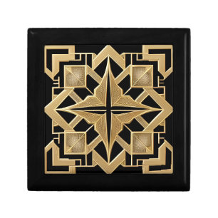 Geometric Golden Art Deco Pattern Gift Box