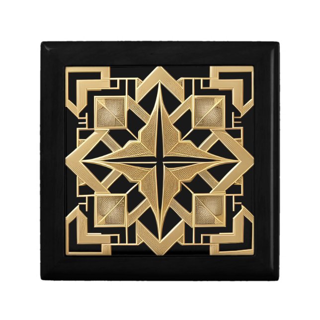 Geometric Golden Art Deco Pattern Gift Box (Front)