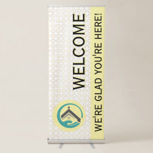 Geometric Golden Church Welcome Retractable Banner