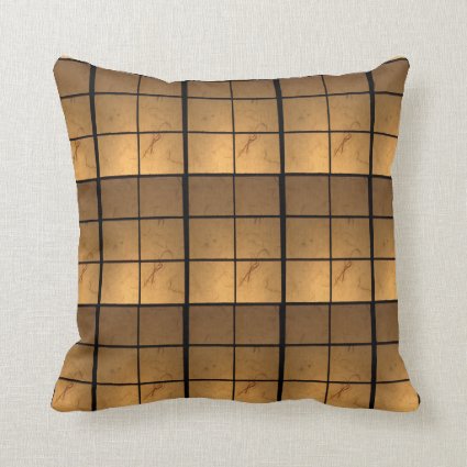 Geometric Golden Copper Squares Throw Pillows