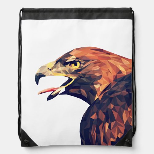 Geometric Golden Eagle Drawstring Bag