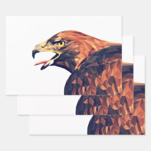 Geometric Golden Eagle Outdoor Pillow Wrapping Paper Sheets