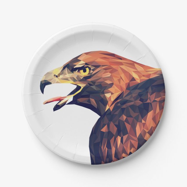 Geometric Golden Eagle Paper Plates (Front)