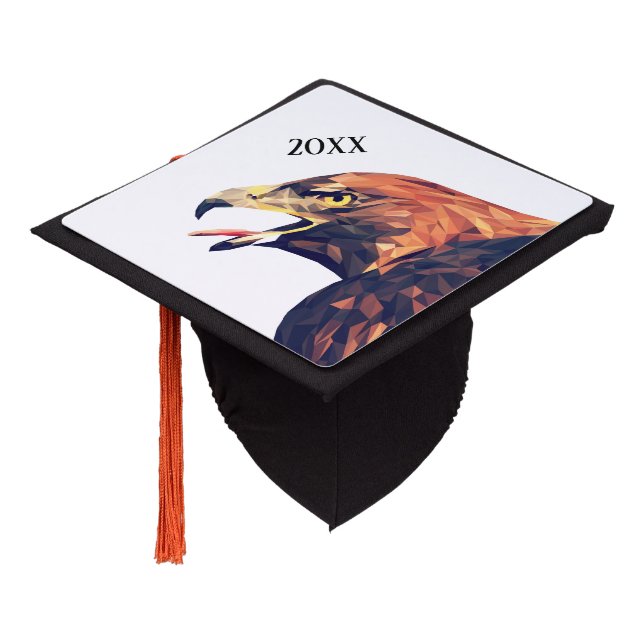 Geometric Golden Eagle Year Graduation Cap Topper (Angled)