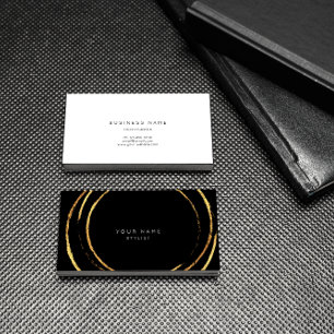Geometric Golden Foil Circles Black Vip Business Card