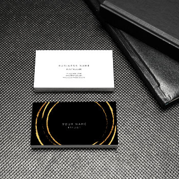 Geometric Golden Foil Circles Black Vip Business Card by luxury_luxury at Zazzle