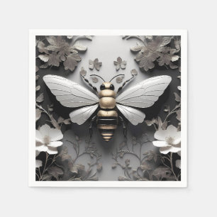 Geometric Golden Honeybee Art Napkins