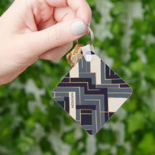 Geometric Golden illustration Keychain