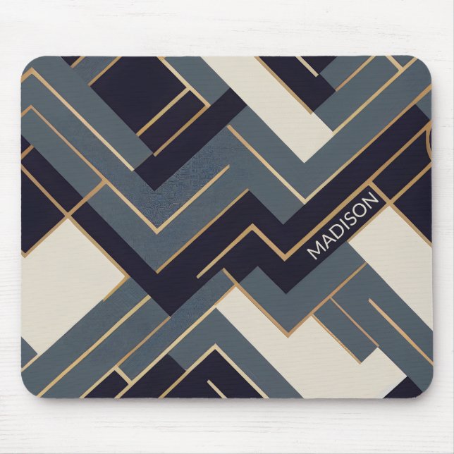 Geometric Golden illustration Mouse Pad (Front)