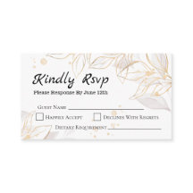 Geometric golden leaf rural wedding RSVP card