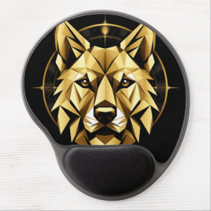 Geometric Golden Wolf Illustration Gel Mouse Pad