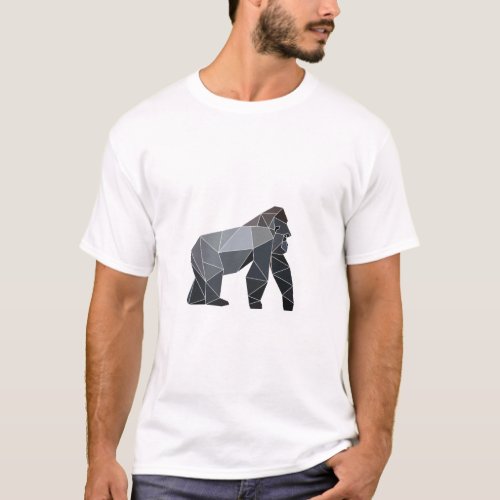 Geometric Gorilla Polygonal Animal  T_Shirt