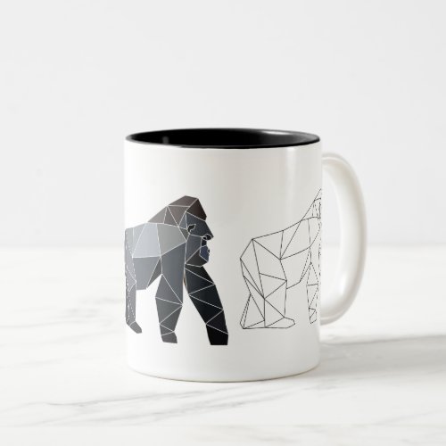Geometric Gorilla Polygonal Animal  Two_Tone Coffee Mug