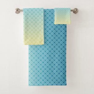 Geometric, gradient, Ombre, colorful, blue and yel Bath Towel Set
