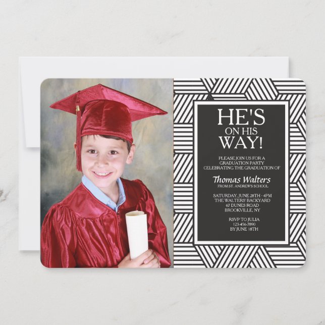 Geometric Graduation Photo Invitation (Front)