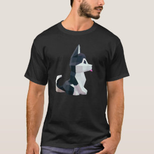Geometric Graphic Animal Siberian Husky Puppy Dog T-Shirt