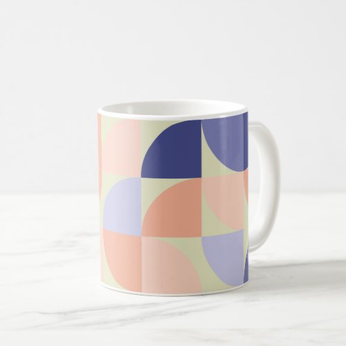 Geometric Graphic Design Shapes  Purple and Coral Coffee Mug