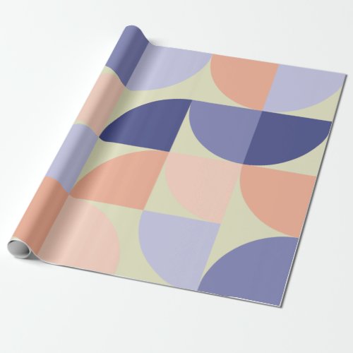 Geometric Graphic Design Shapes  Purple and Coral Wrapping Paper