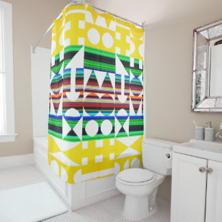 Geometric Graphic Motif Modern Trend Shower Curtain