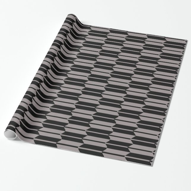 Geometric Gray and black Pattern Wrapping Paper (Unrolled)