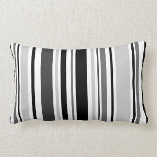 Geometric Gray, Black, White Stripes Lumbar Pillow